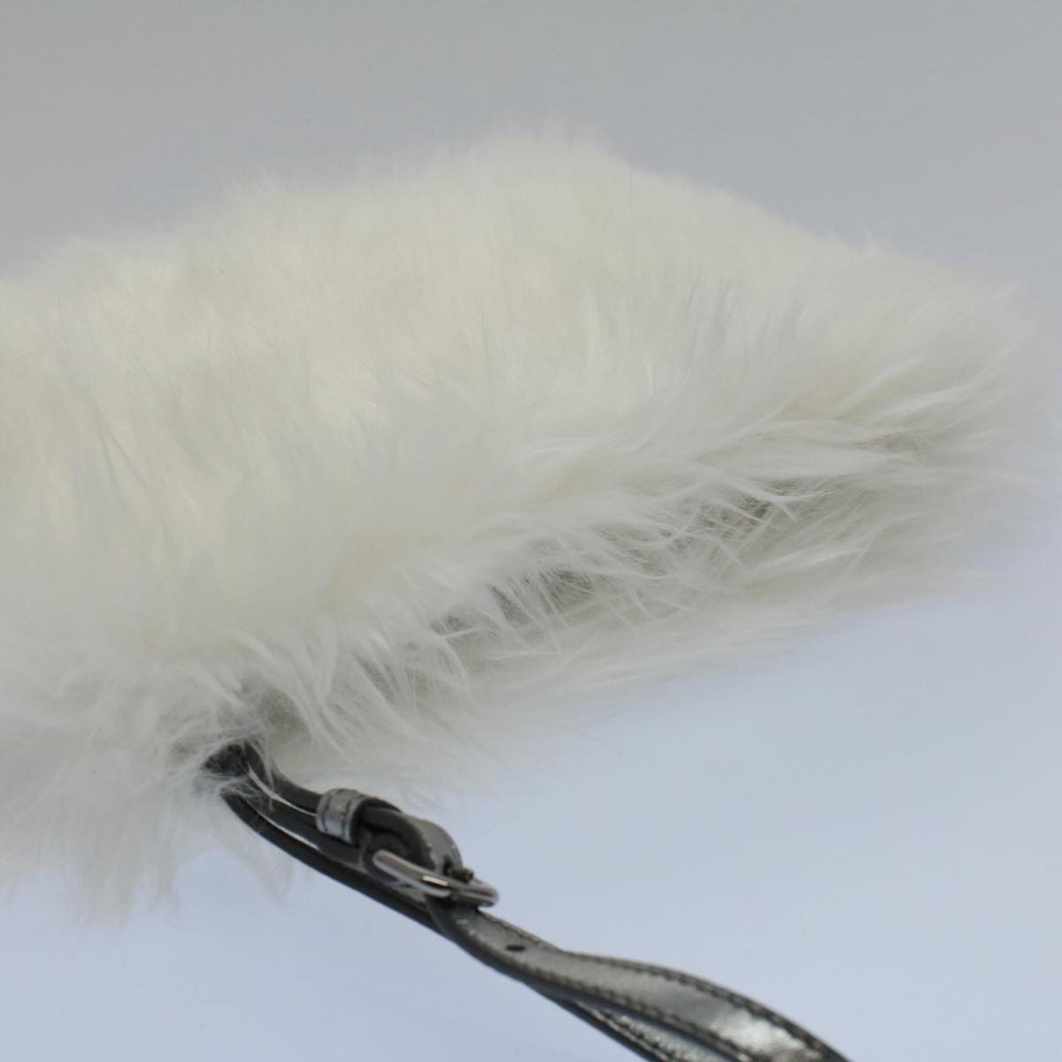 PRADA Clutch Bag Fur White Auth 58971
