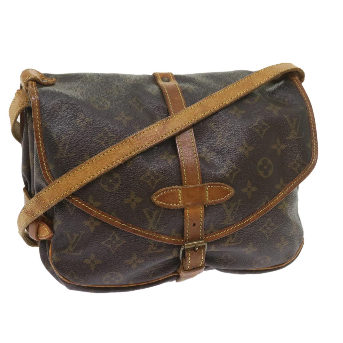 LOUIS VUITTON Monogram Saumur 30 Shoulder Bag M42256 LV Auth 58986