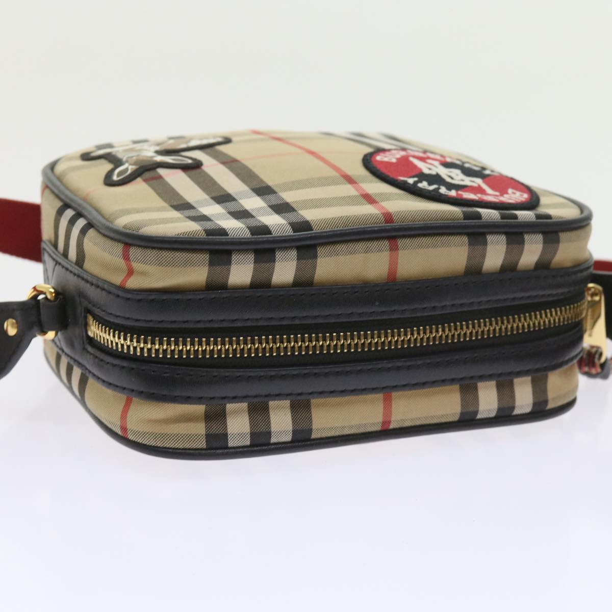 BURBERRY Nova Check Shoulder Bag Nylon Canvas Beige Auth 58996A