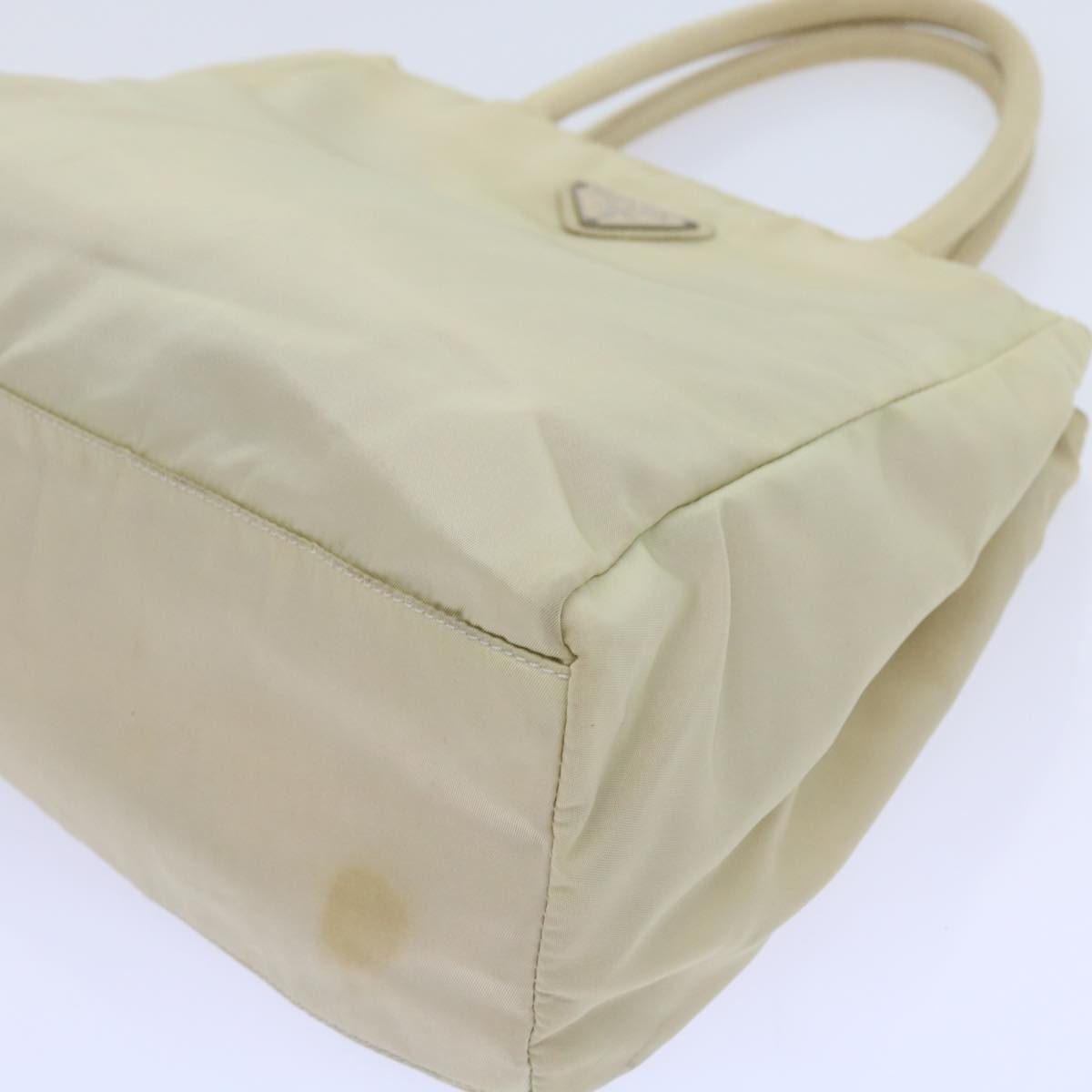 PRADA Hand Bag Nylon Cream Auth 59057