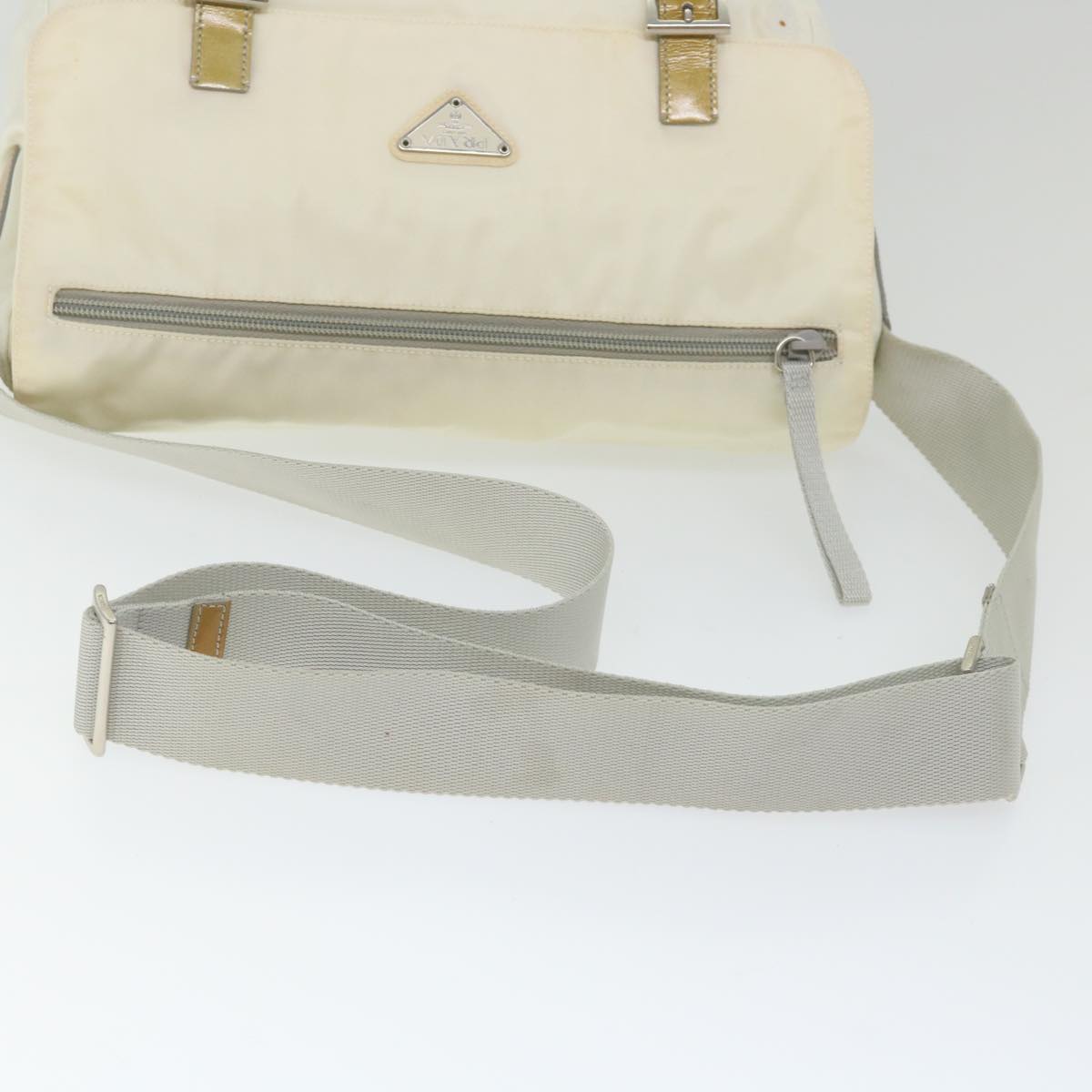 PRADA Shoulder Bag Nylon White Auth 59059