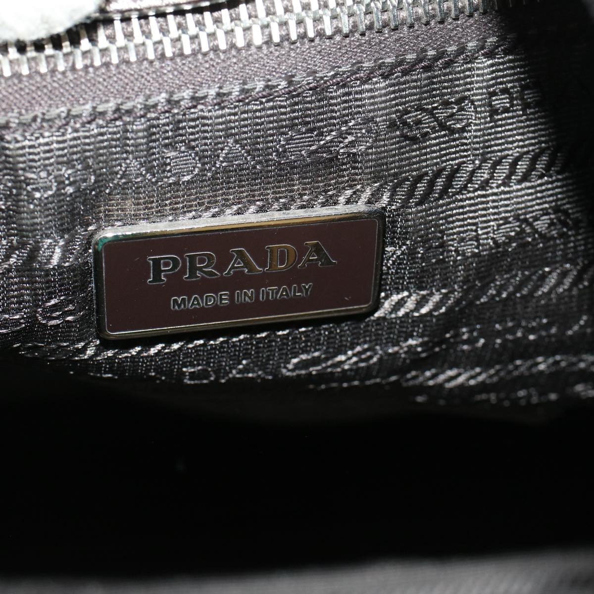 PRADA Shoulder Bag Leather Silver Auth 59061