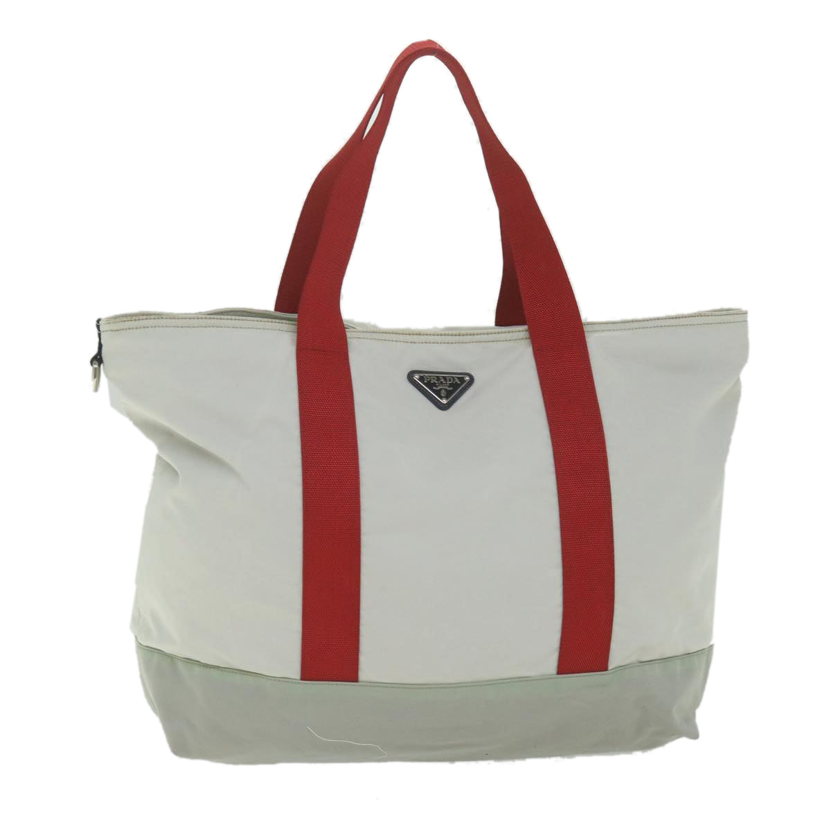 PRADA Tote Bag Nylon Gray Red Auth 59063