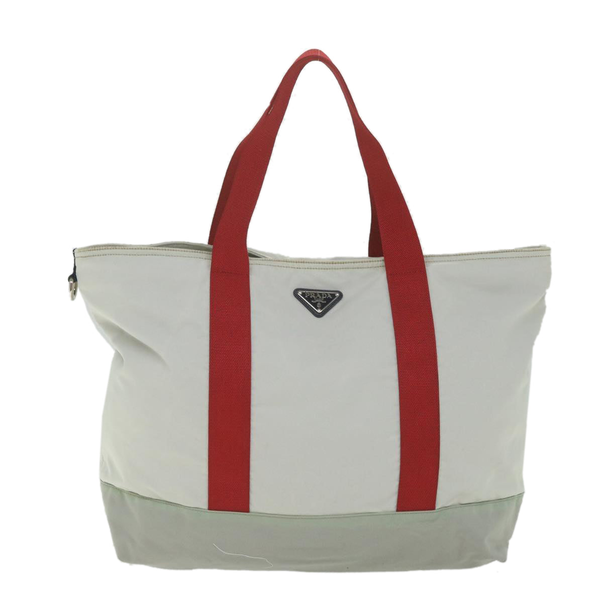 PRADA Tote Bag Nylon Gray Red Auth 59063 - 0