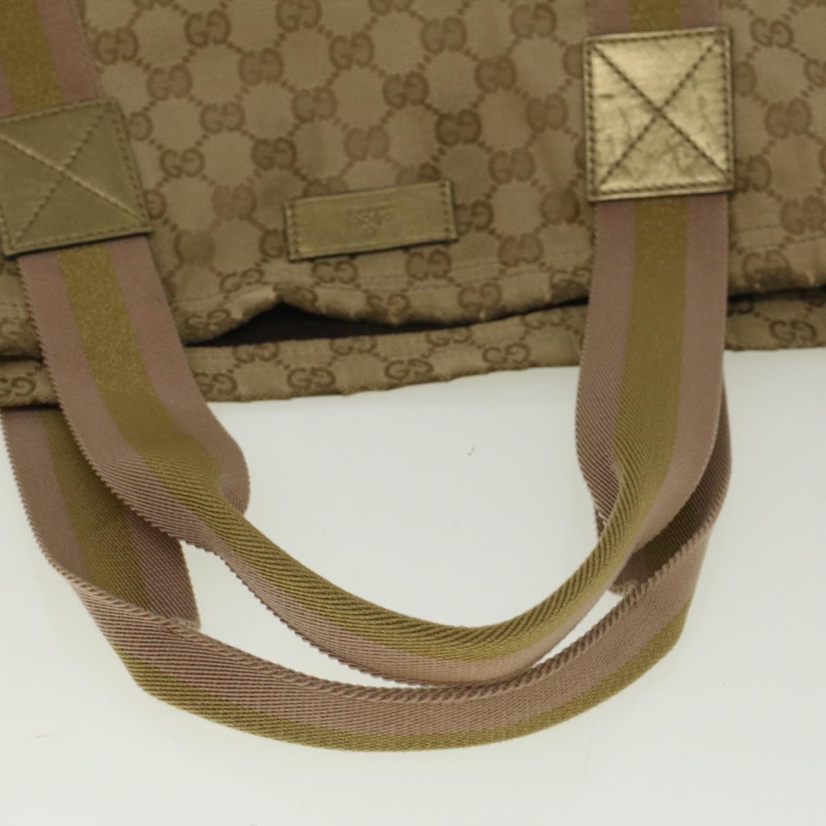 GUCCI GG Canvas Sherry Line Tote Bag Beige Gold pink 189669 Auth 59074