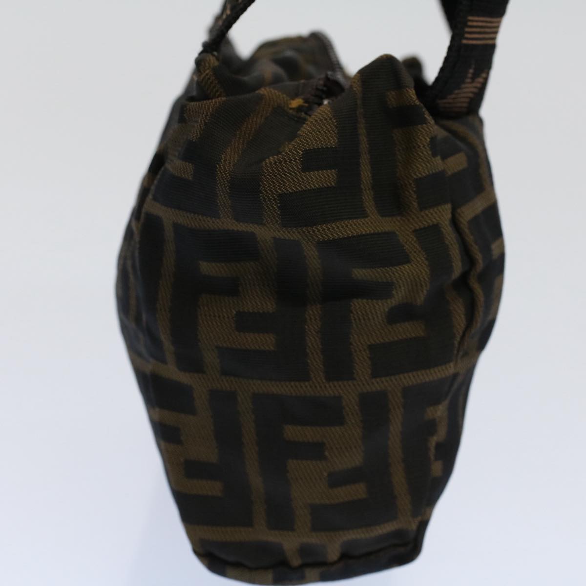 FENDI Zucca Canvas Hand Bag Black Brown Auth 59091