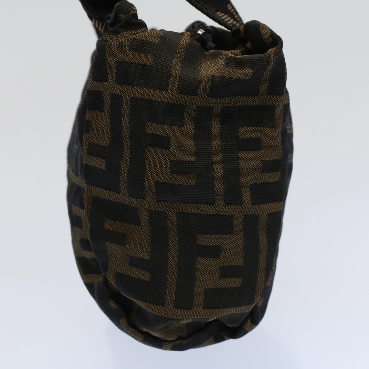 FENDI Zucca Canvas Hand Bag Black Brown Auth 59091
