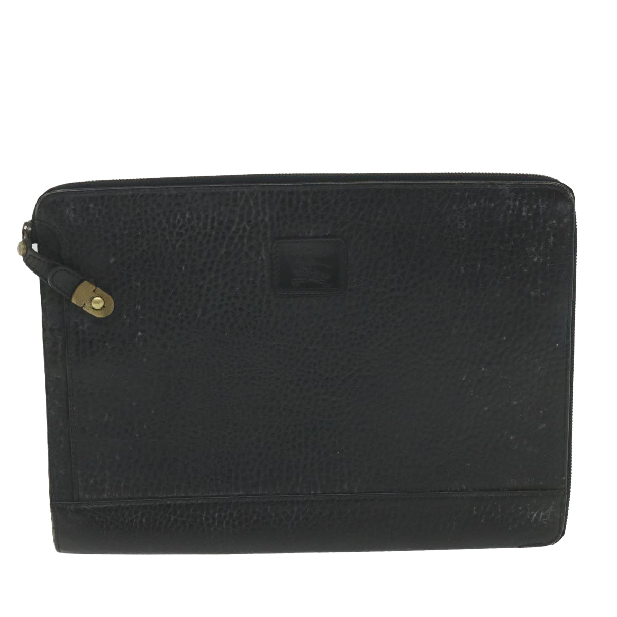 Burberrys Briefcase Leather Black Auth 59094