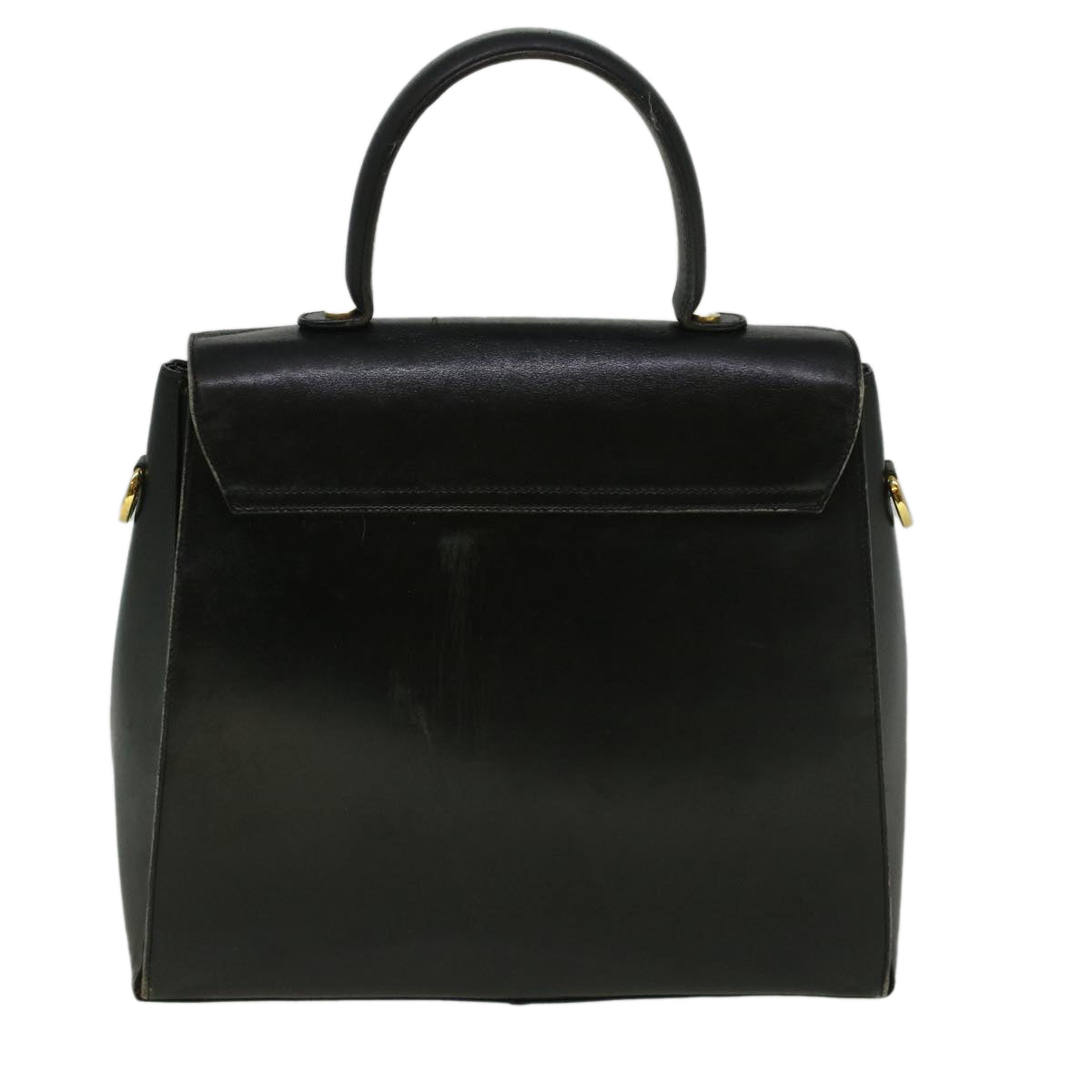 Salvatore Ferragamo Gancini Hand Bag Leather Black Auth 59157