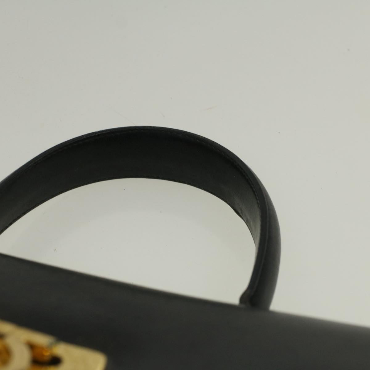 Salvatore Ferragamo Gancini Hand Bag Leather Black Auth 59157