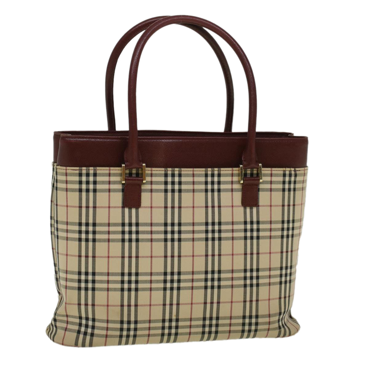 BURBERRY Nova Check Tote Bag Canvas Beige Auth 59160