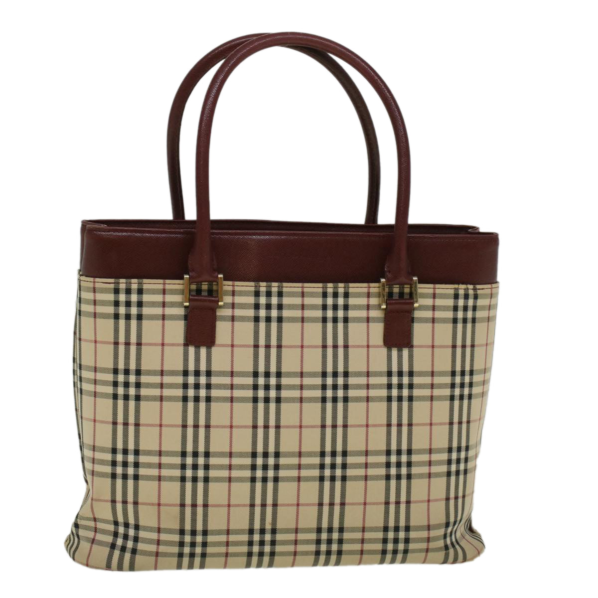 BURBERRY Nova Check Tote Bag Canvas Beige Auth 59160