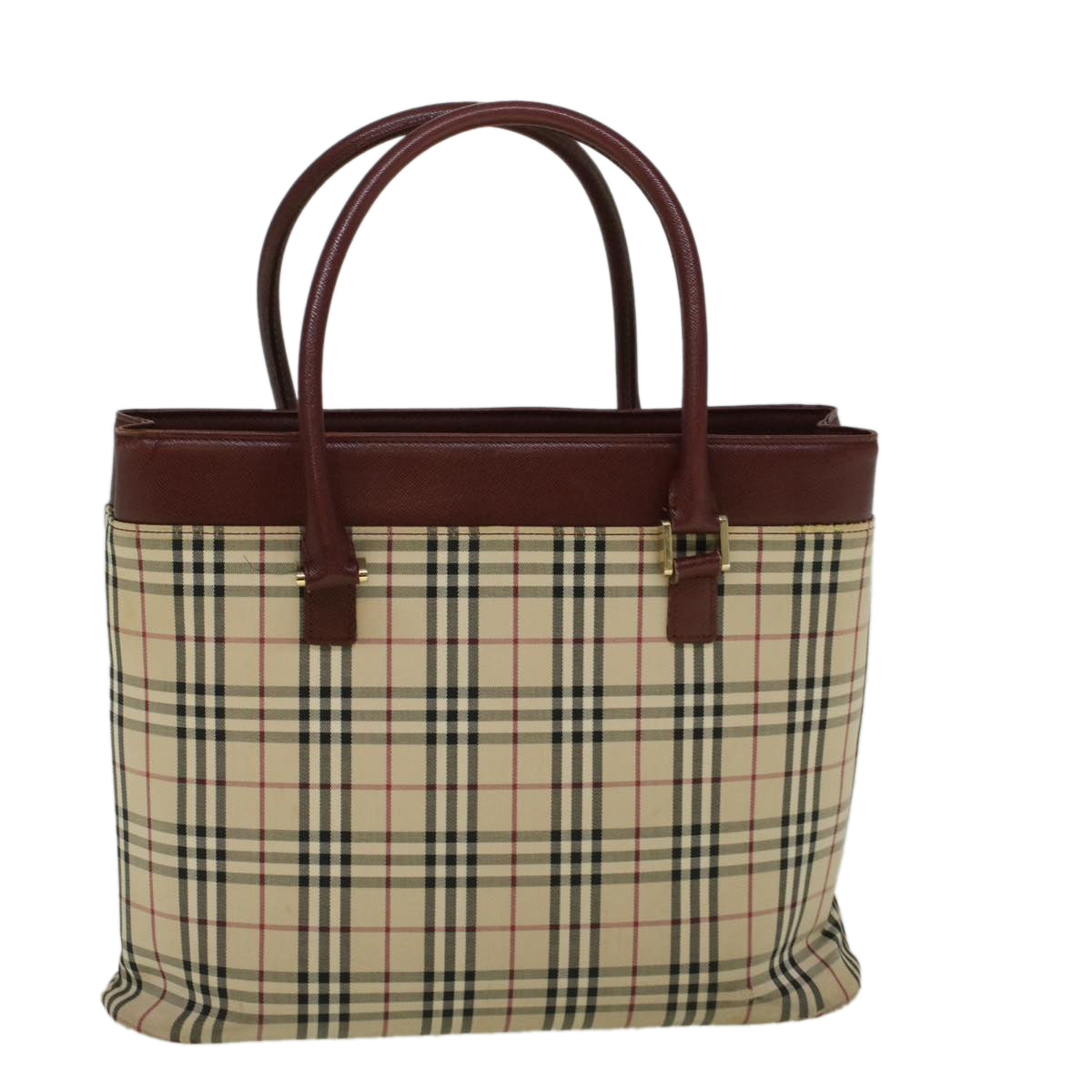 BURBERRY Nova Check Tote Bag Canvas Beige Auth 59160