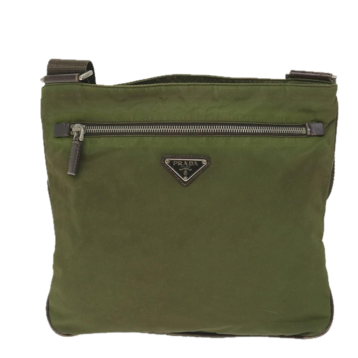 PRADA Shoulder Bag Nylon Khaki Auth 59225