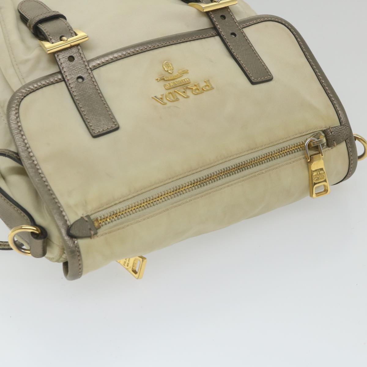 PRADA Shoulder Bag Nylon Cream Auth 59232