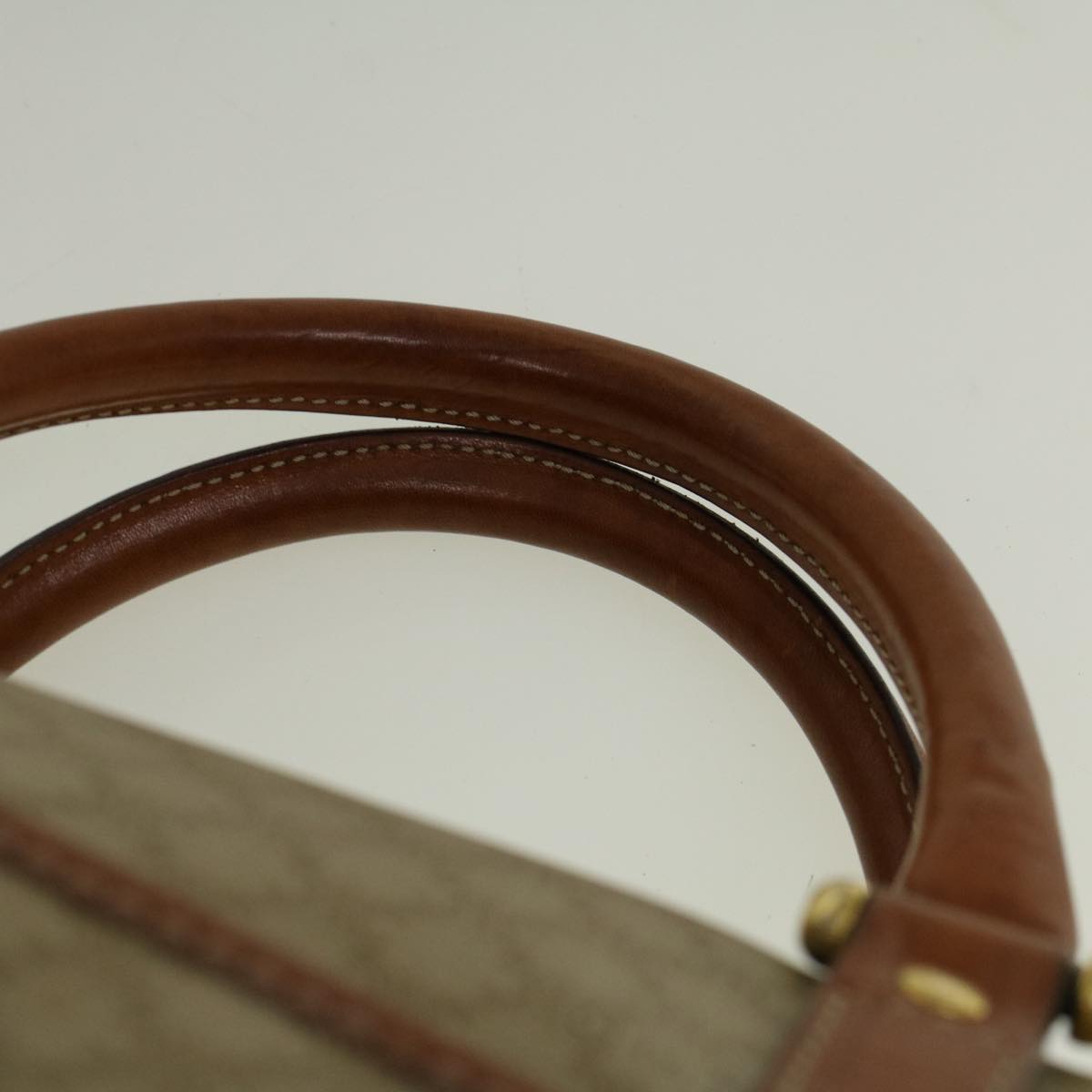 CELINE Macadam Canvas Hand Bag PVC Leather Beige Auth 59247