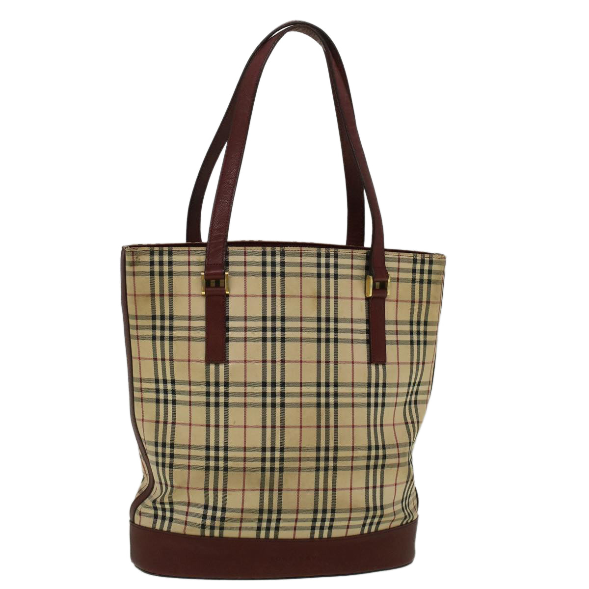 BURBERRY Nova Check Tote Bag Canvas Beige Auth 59255