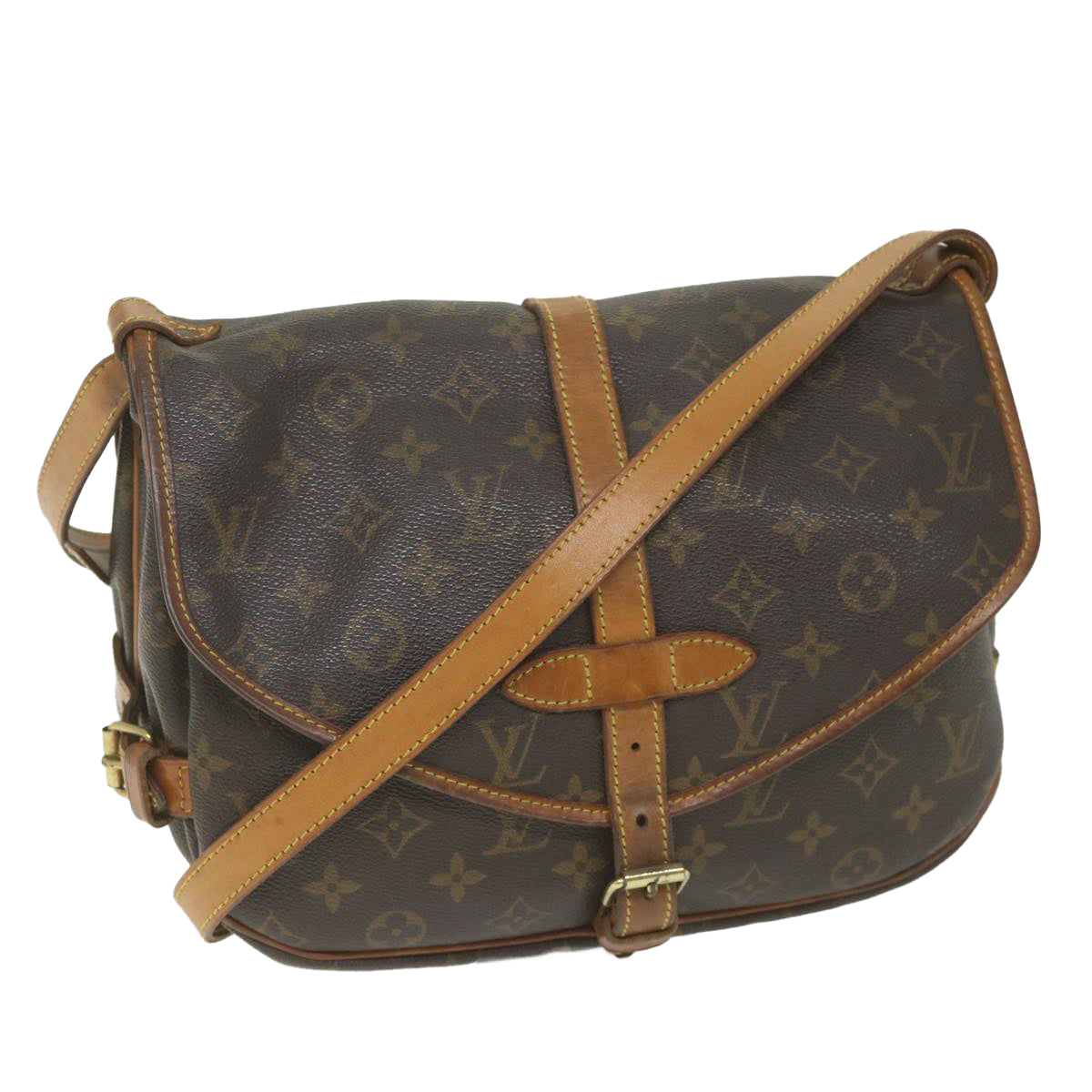 LOUIS VUITTON Monogram Saumur 30 Shoulder Bag M42256 LV Auth 59266