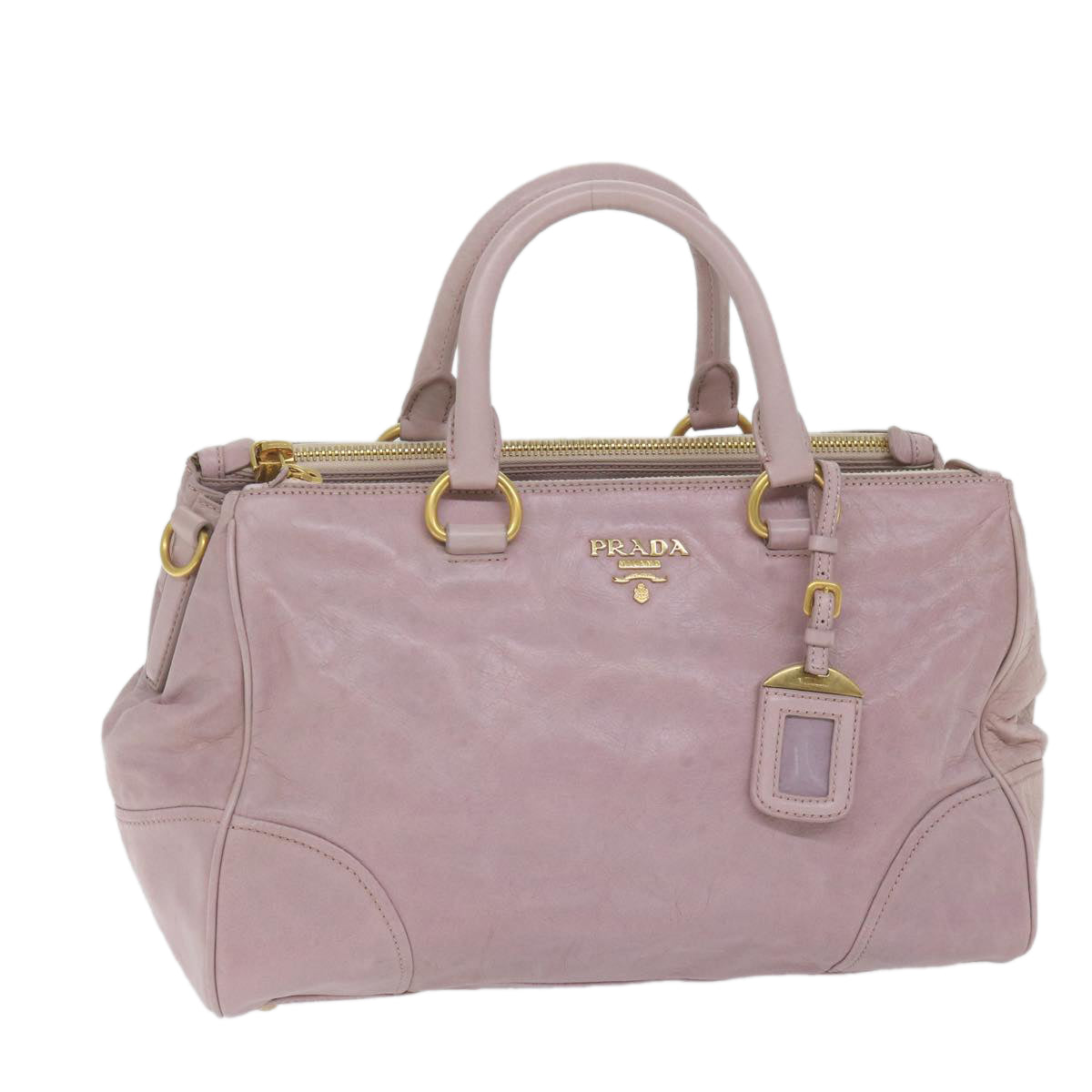 PRADA Hand Bag Leather Pink Auth 59267