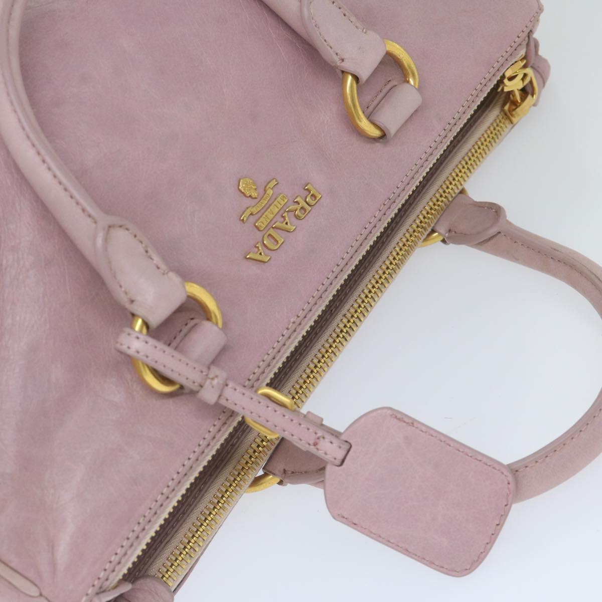 PRADA Hand Bag Leather Pink Auth 59267