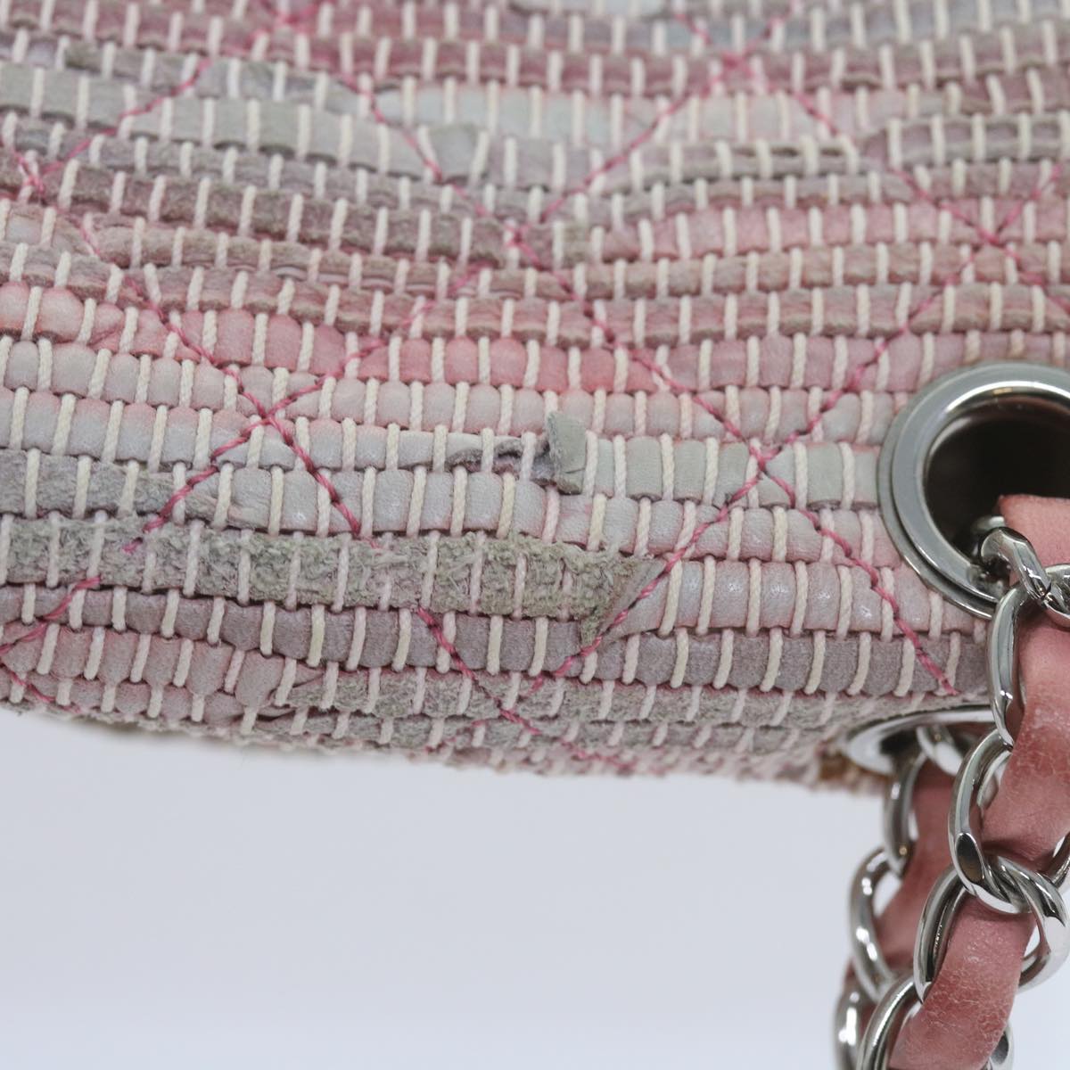 CHANEL Matelasse Chain Shoulder Bag Leather Pink CC Auth 59323A