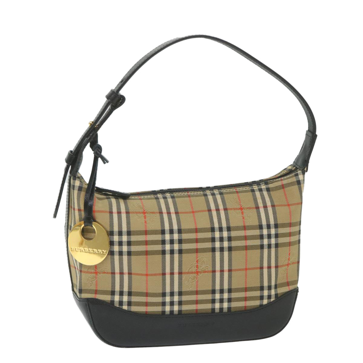 BURBERRY Nova Check Hand Bag Nylon Canvas Beige Auth 59409