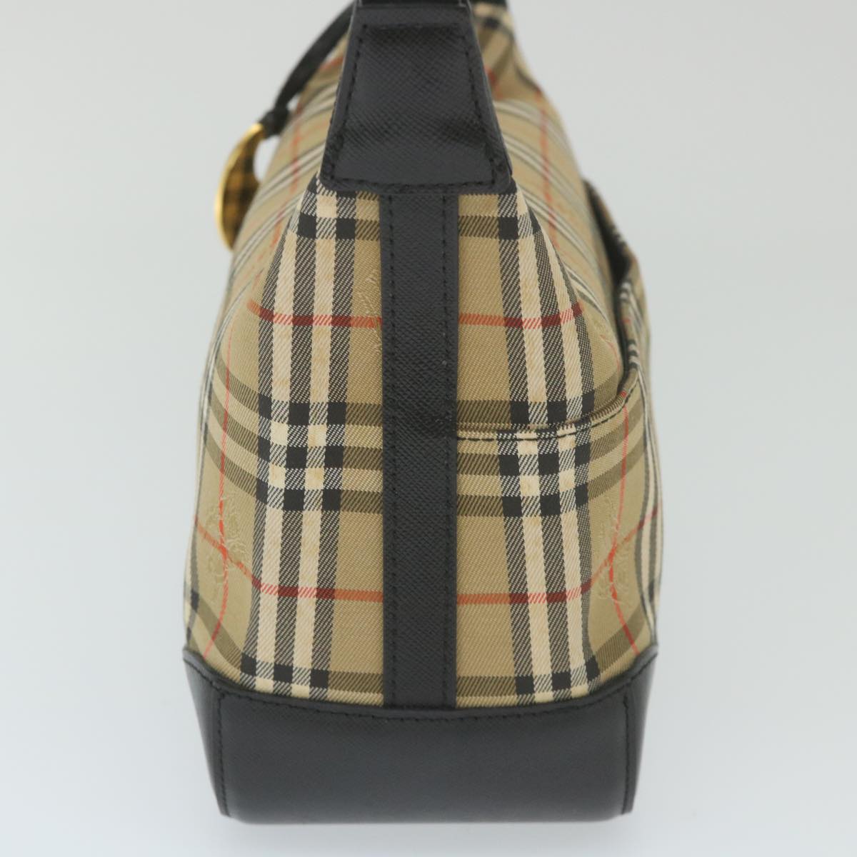 BURBERRY Nova Check Hand Bag Nylon Canvas Beige Auth 59409