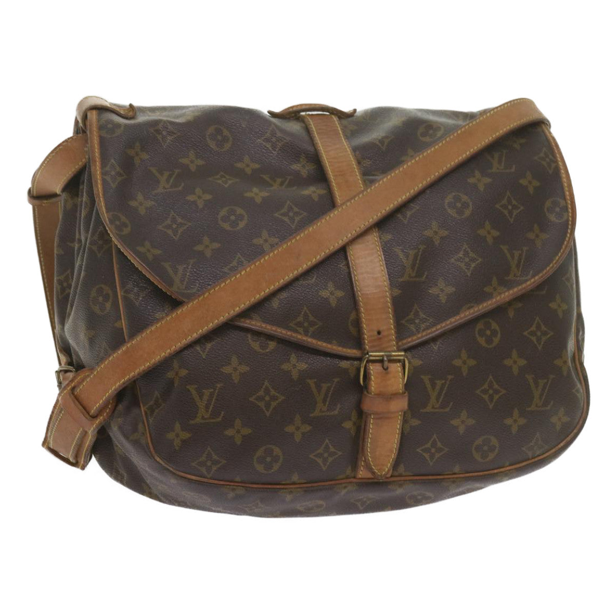 LOUIS VUITTON Monogram Saumur 35 Shoulder Bag M42254 LV Auth 59421