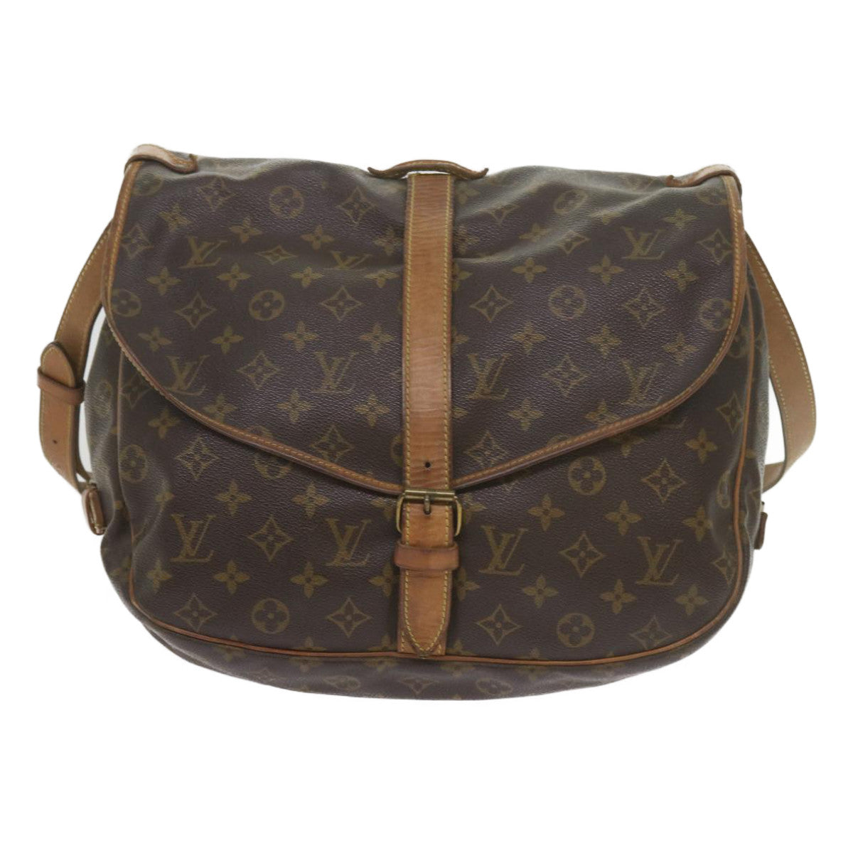 LOUIS VUITTON Monogram Saumur 35 Shoulder Bag M42254 LV Auth 59421