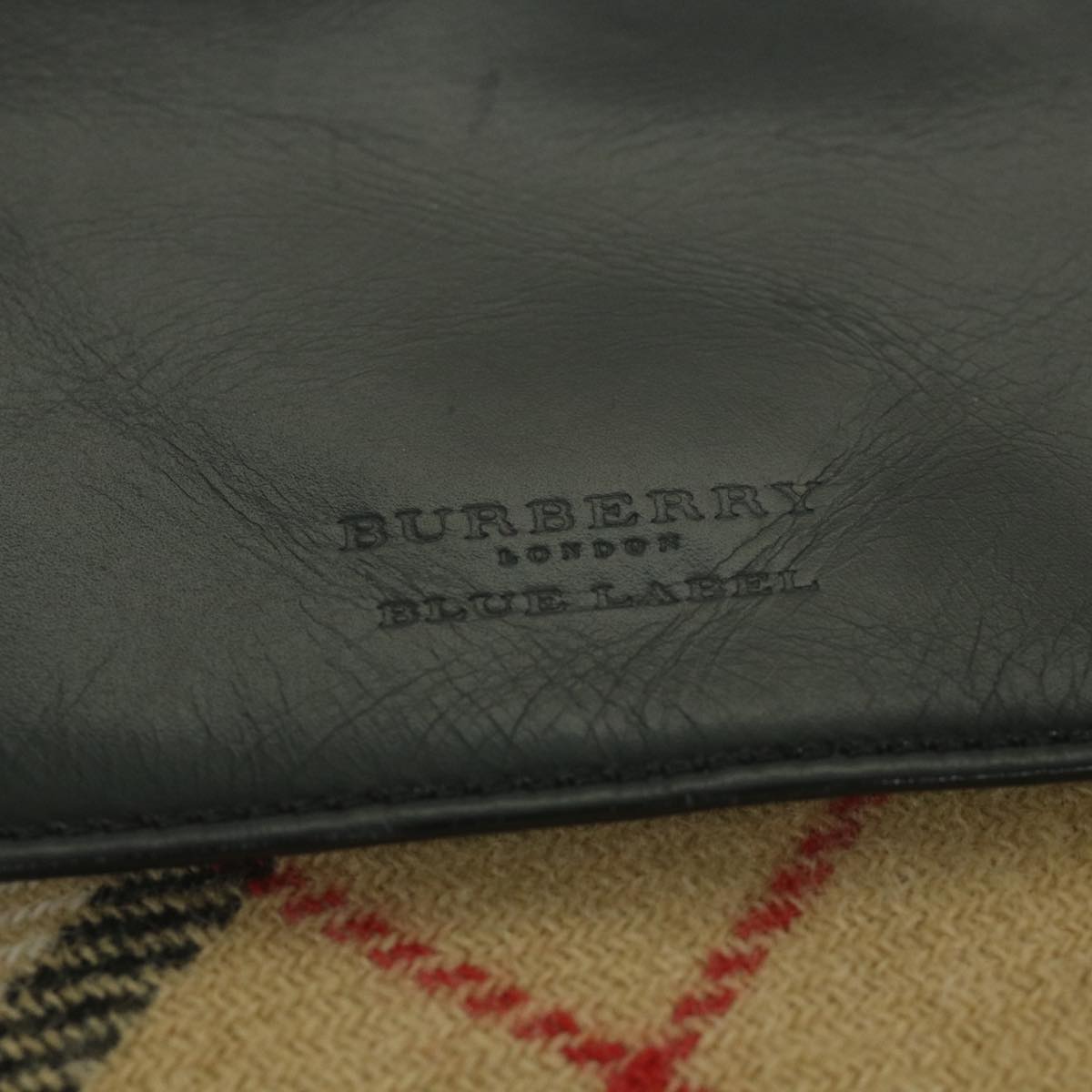 BURBERRY Nova Check Blue Label Shoulder Bag Wool Beige Auth 59449