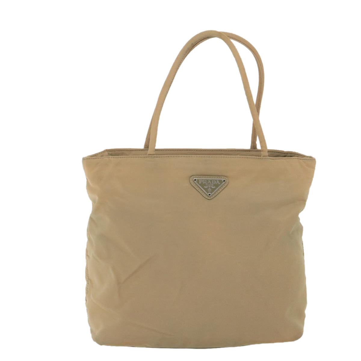 PRADA Hand Bag Nylon Beige Auth 59455