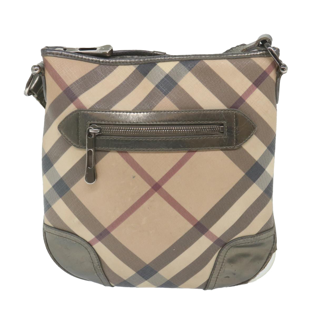 BURBERRY Nova Check Shoulder Bag PVC Leather Beige Auth 59461 - 0