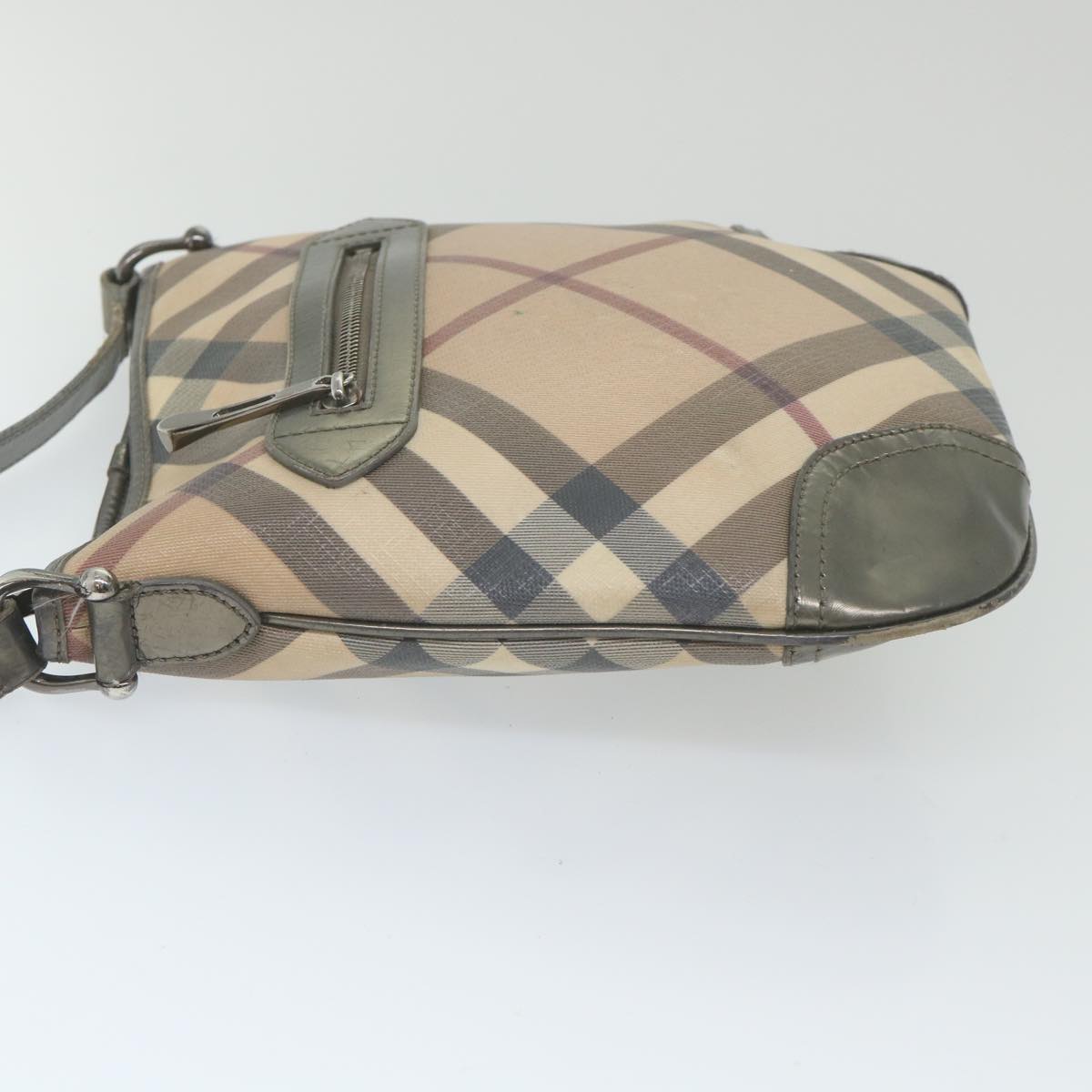 BURBERRY Nova Check Shoulder Bag PVC Leather Beige Auth 59461