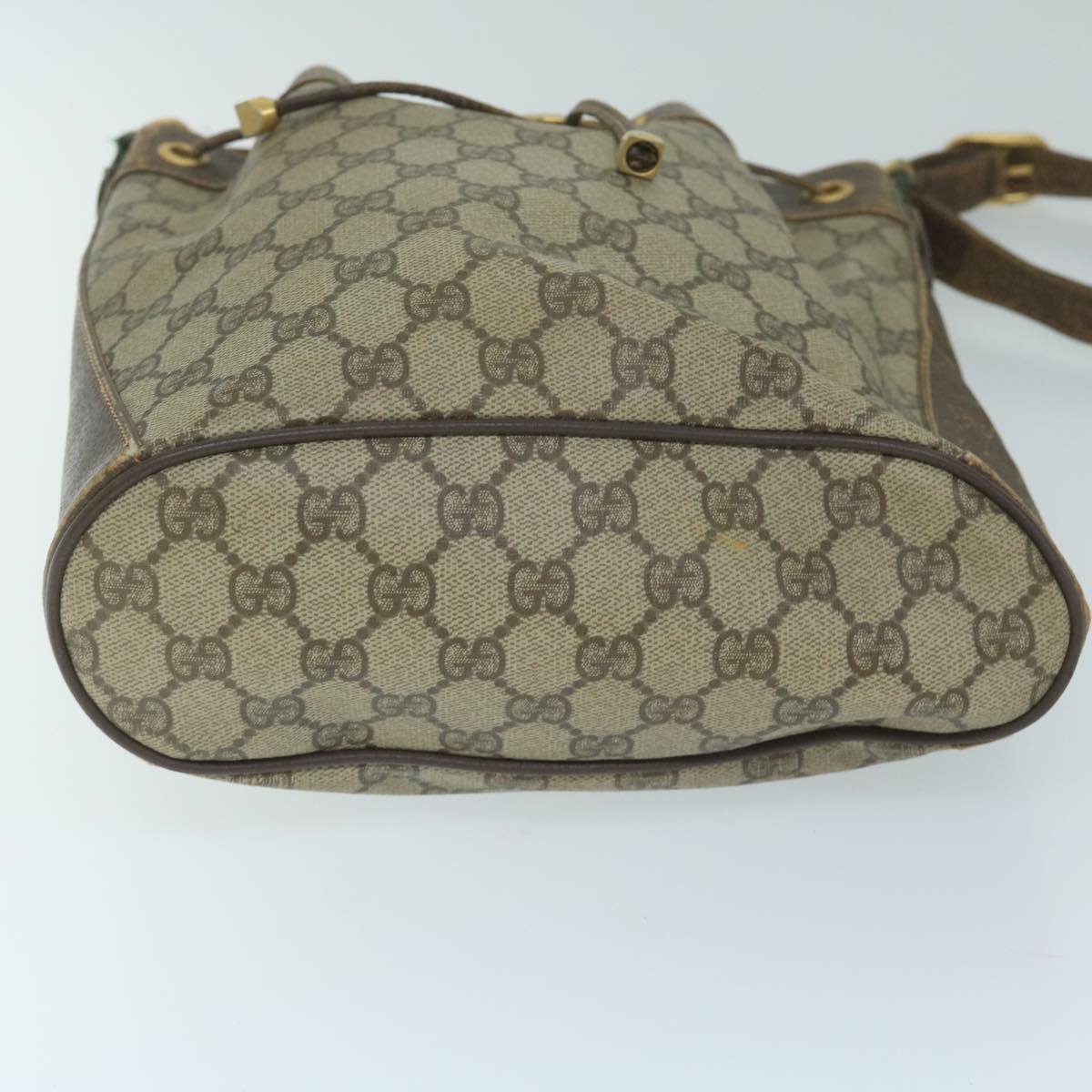 GUCCI GG Supreme Web Sherry Line Shoulder Bag Beige Red 164 02 034 Auth 59463