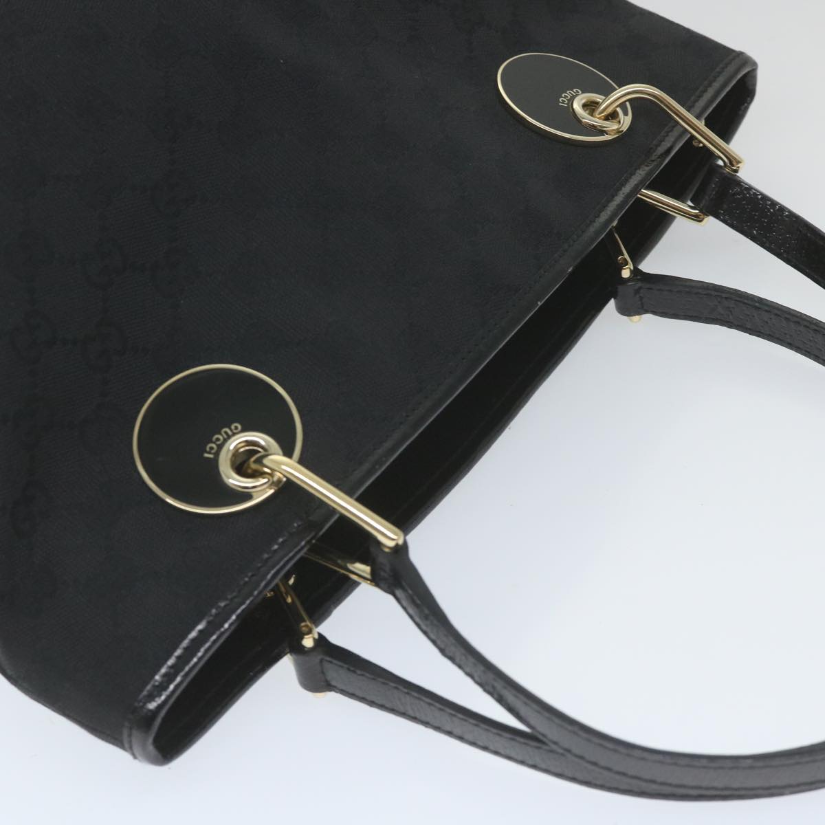 GUCCI GG Canvas Tote Bag Black 120837 Auth 59482