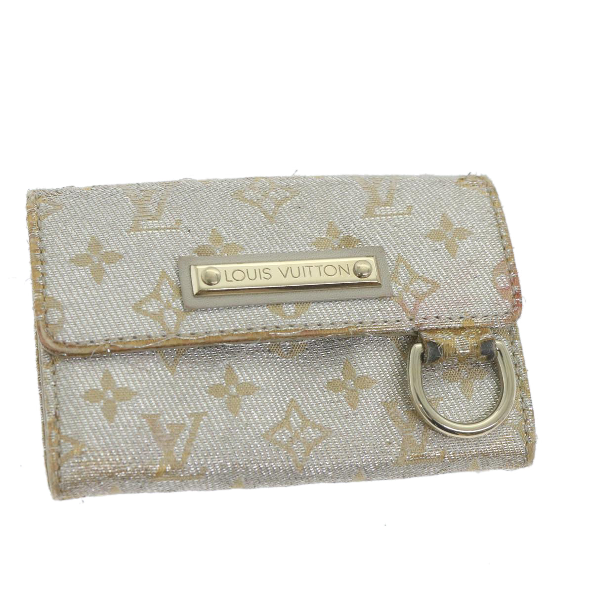 LOUIS VUITTON Monogram Shine Porte Monnaie Coin Purse Silver M92369 Auth 59483