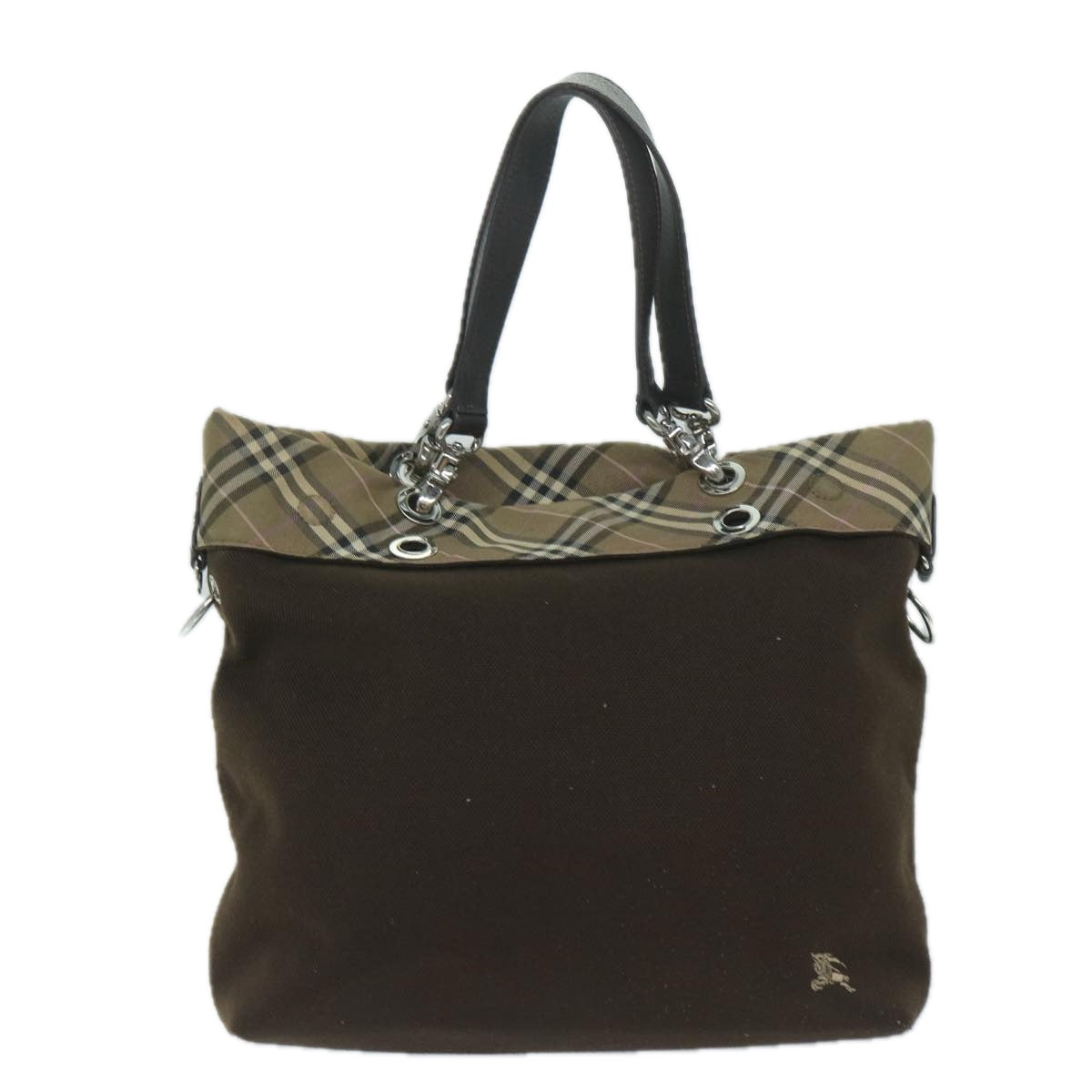 BURBERRY Nova Check Blue Label Tote Bag Canvas 2way Brown Auth 59499