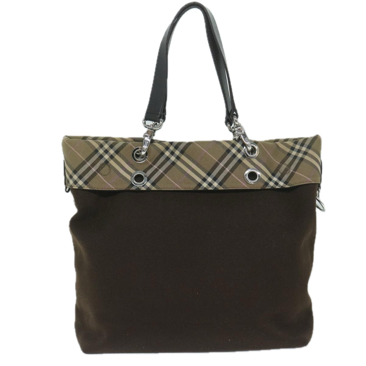 BURBERRY Nova Check Blue Label Tote Bag Canvas 2way Brown Auth 59499