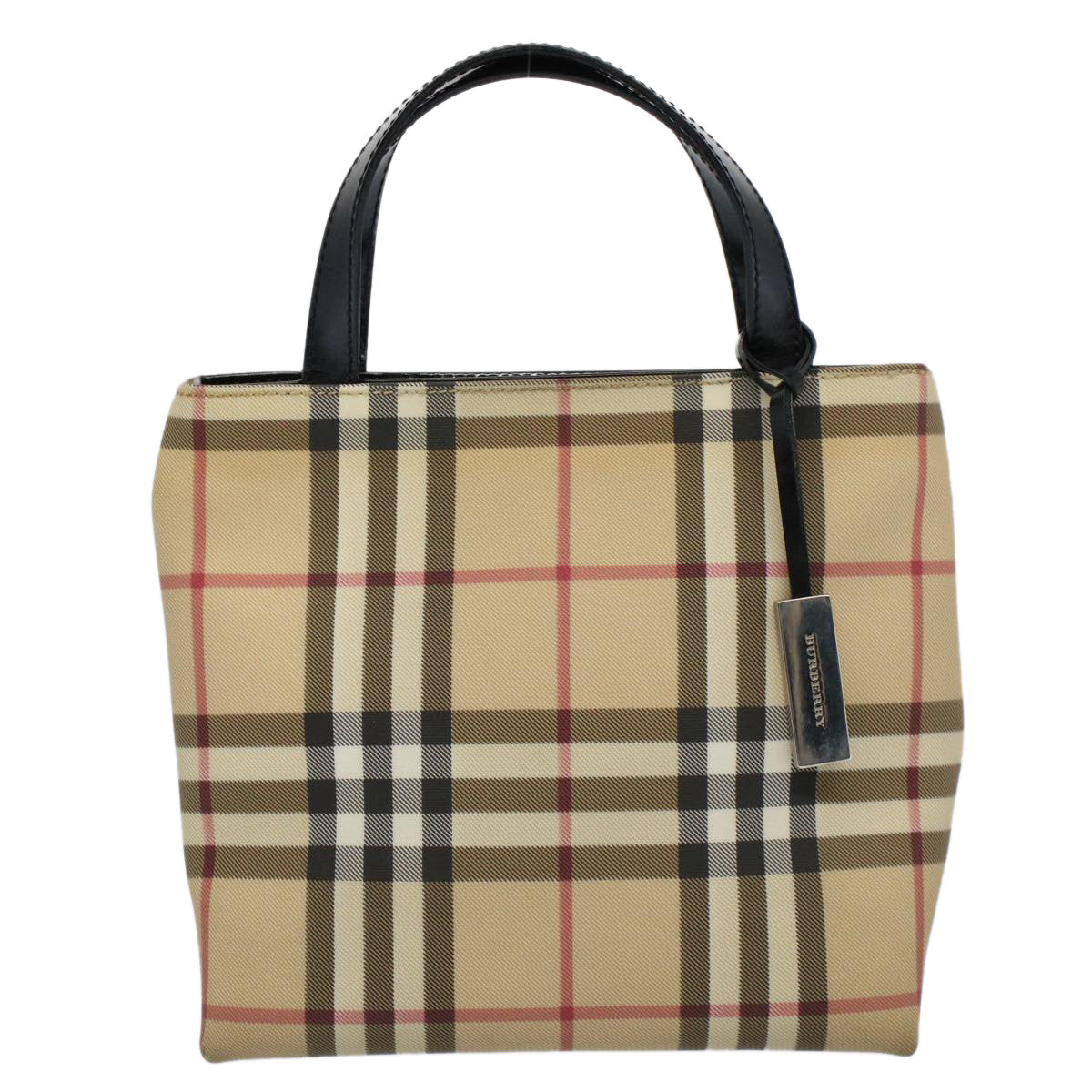 BURBERRY Nova Check Tote Bag PVC Leather Beige Auth 59502