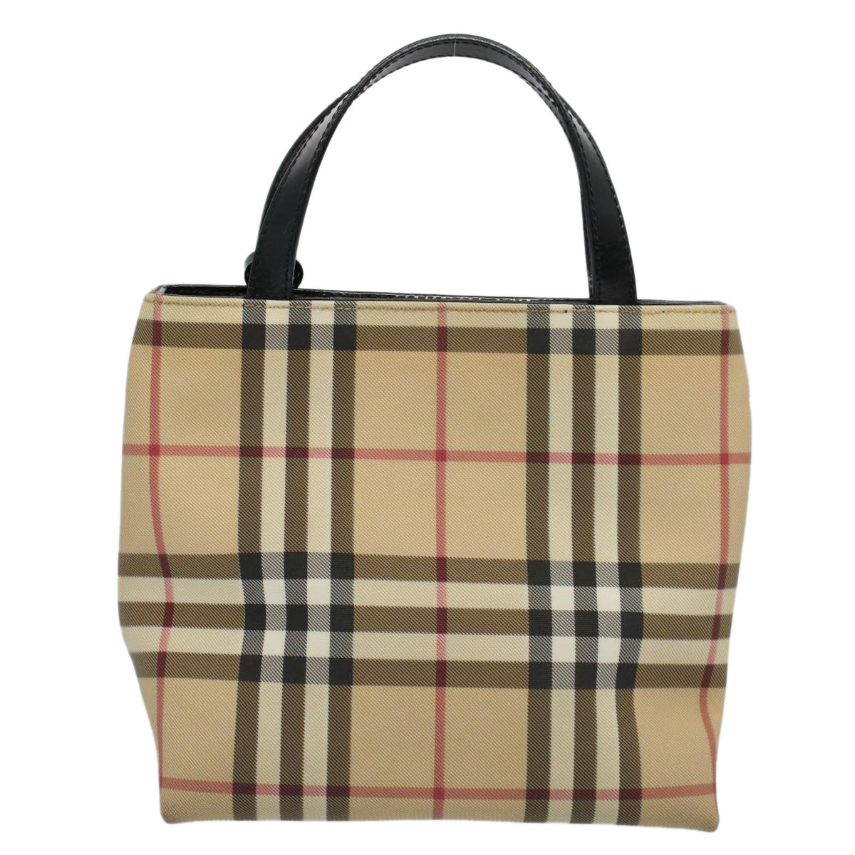 BURBERRY Nova Check Tote Bag PVC Leather Beige Auth 59502