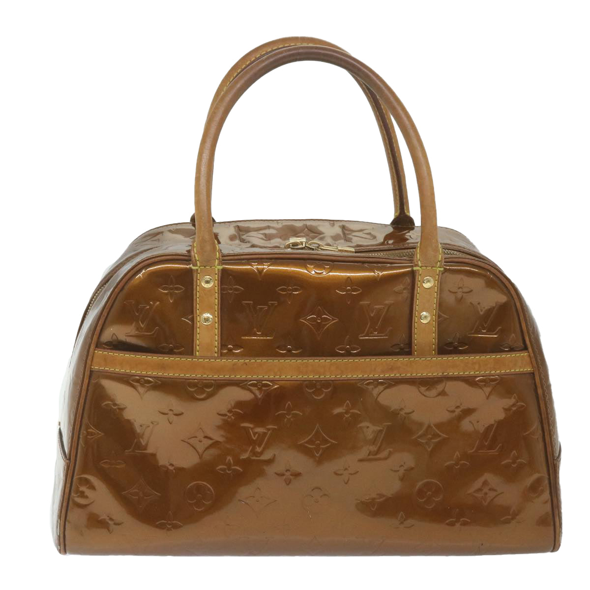 LOUIS VUITTON Monogram Vernis Tompkins Square Hand Bag Bronze M91103 Auth 59514