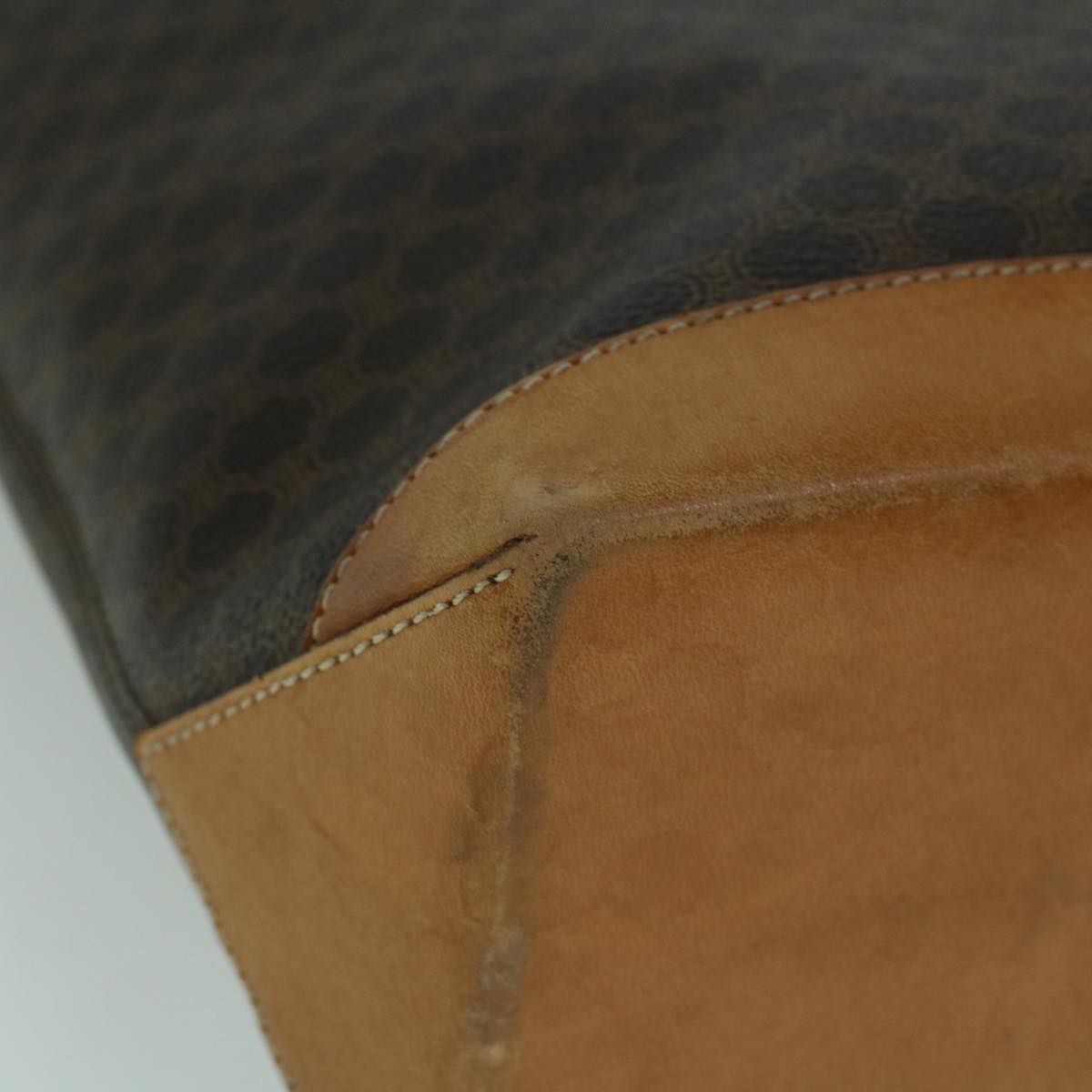 CELINE Macadam Canvas Hand Bag PVC Leather Brown Auth 59527