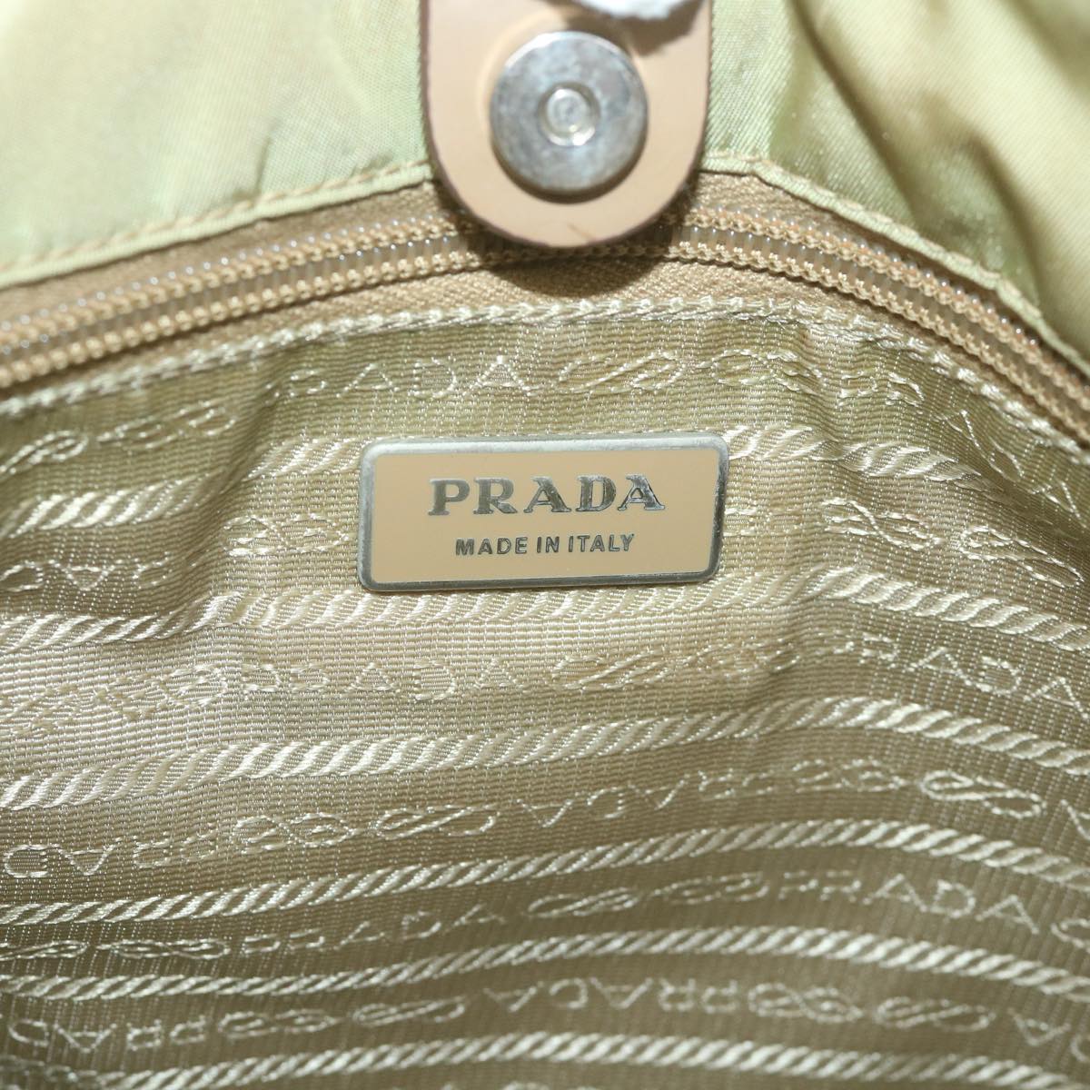 PRADA Hand Bag Nylon Beige Auth 59548