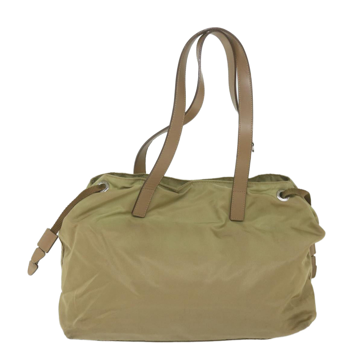 PRADA Hand Bag Nylon Beige Auth 59548 - 0