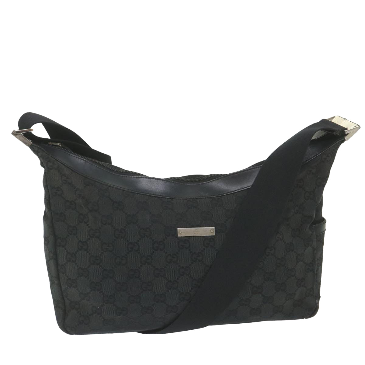 GUCCI GG Canvas Shoulder Bag Black 019 0432 002058 Auth 59550