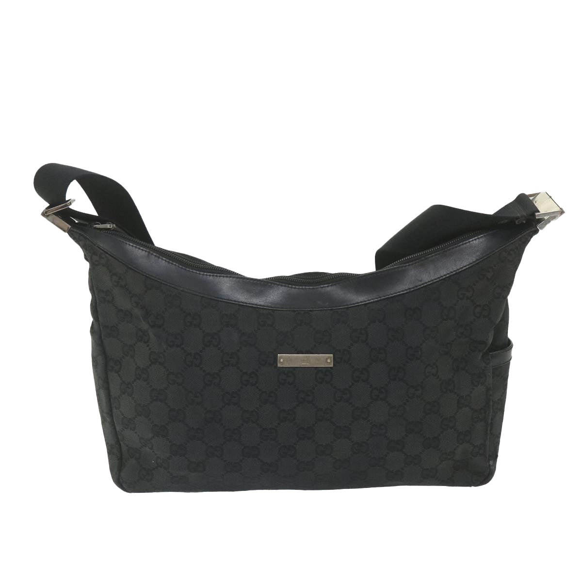 GUCCI GG Canvas Shoulder Bag Black 019 0432 002058 Auth 59550