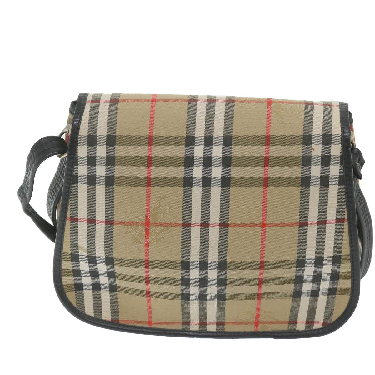 BURBERRY Nova Check Shoulder Bag Nylon Canvas Beige Auth 59561