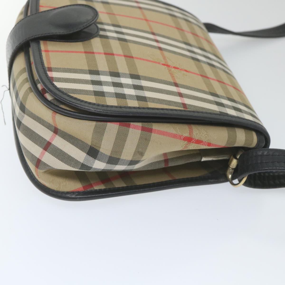 BURBERRY Nova Check Shoulder Bag Nylon Canvas Beige Auth 59561