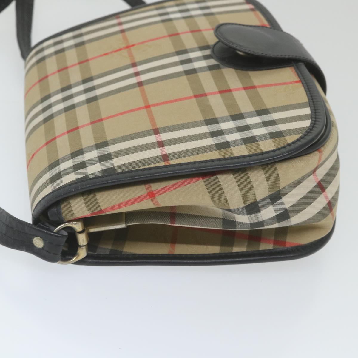 BURBERRY Nova Check Shoulder Bag Nylon Canvas Beige Auth 59561