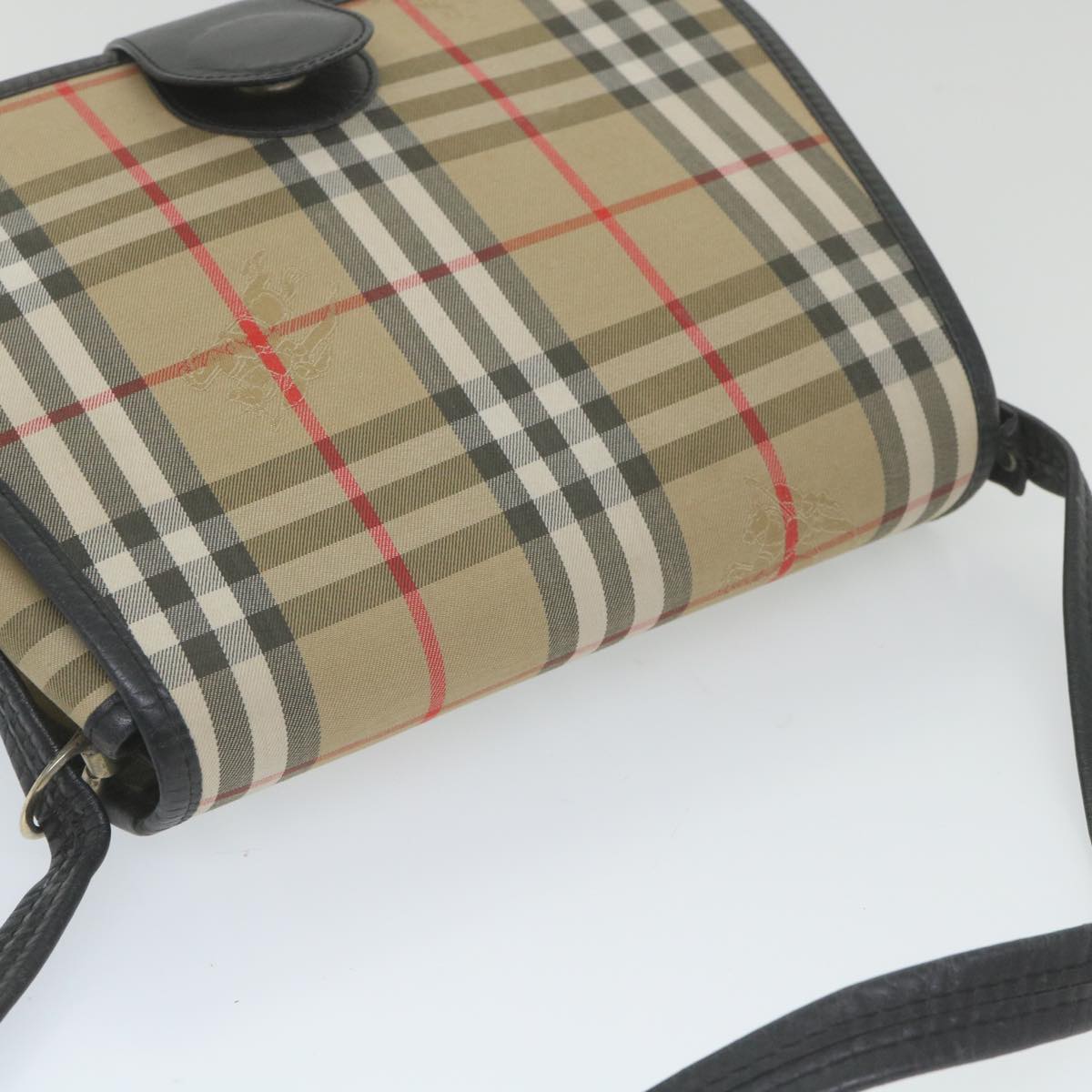 BURBERRY Nova Check Shoulder Bag Nylon Canvas Beige Auth 59561